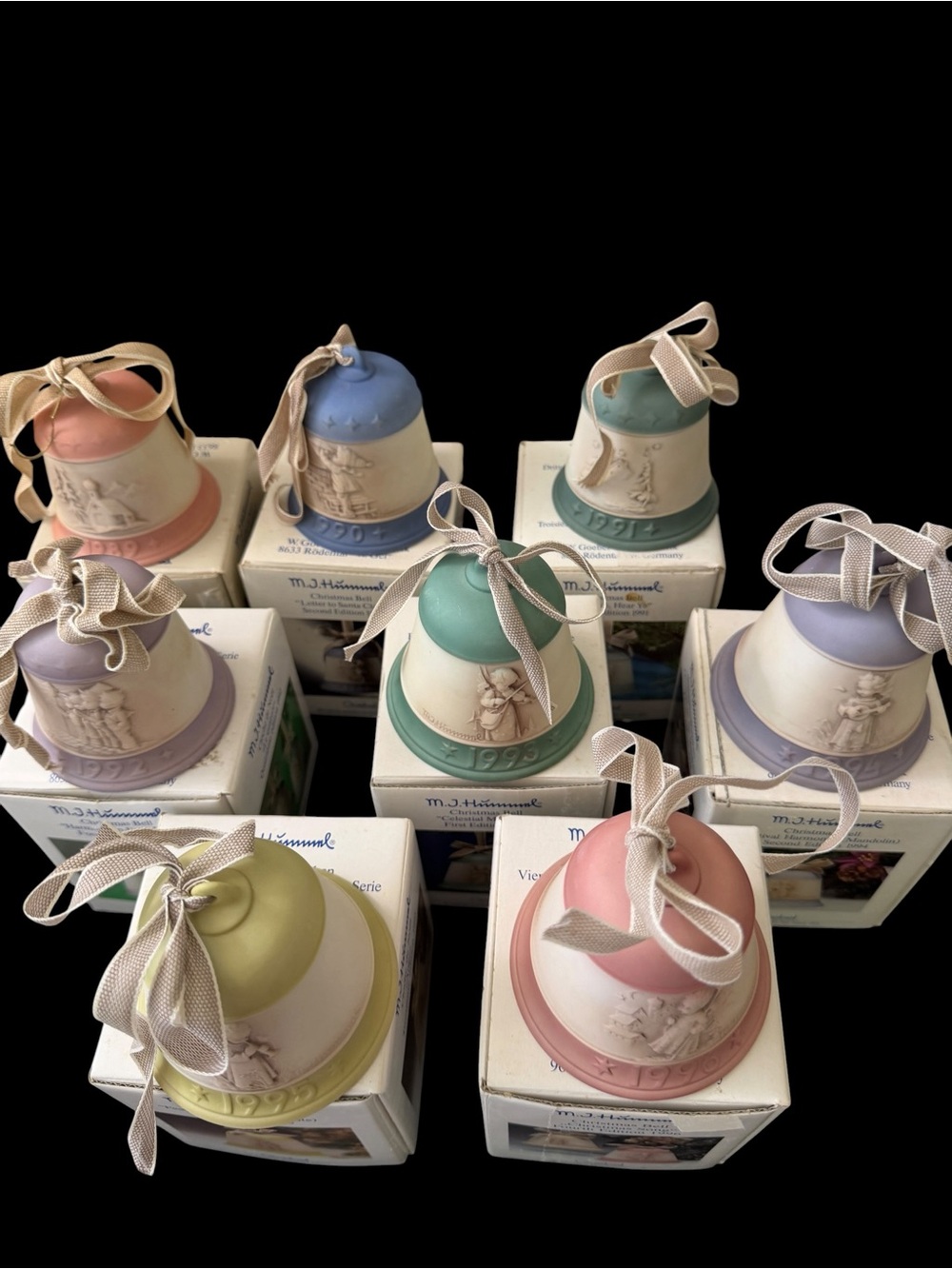 Vintage M.J. Hummel Goebel Christmas Bells 1989-1995 Set of 7